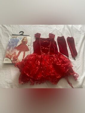 Spirit Red Velvet Devil Costume Dress with Matching Arm Warmers